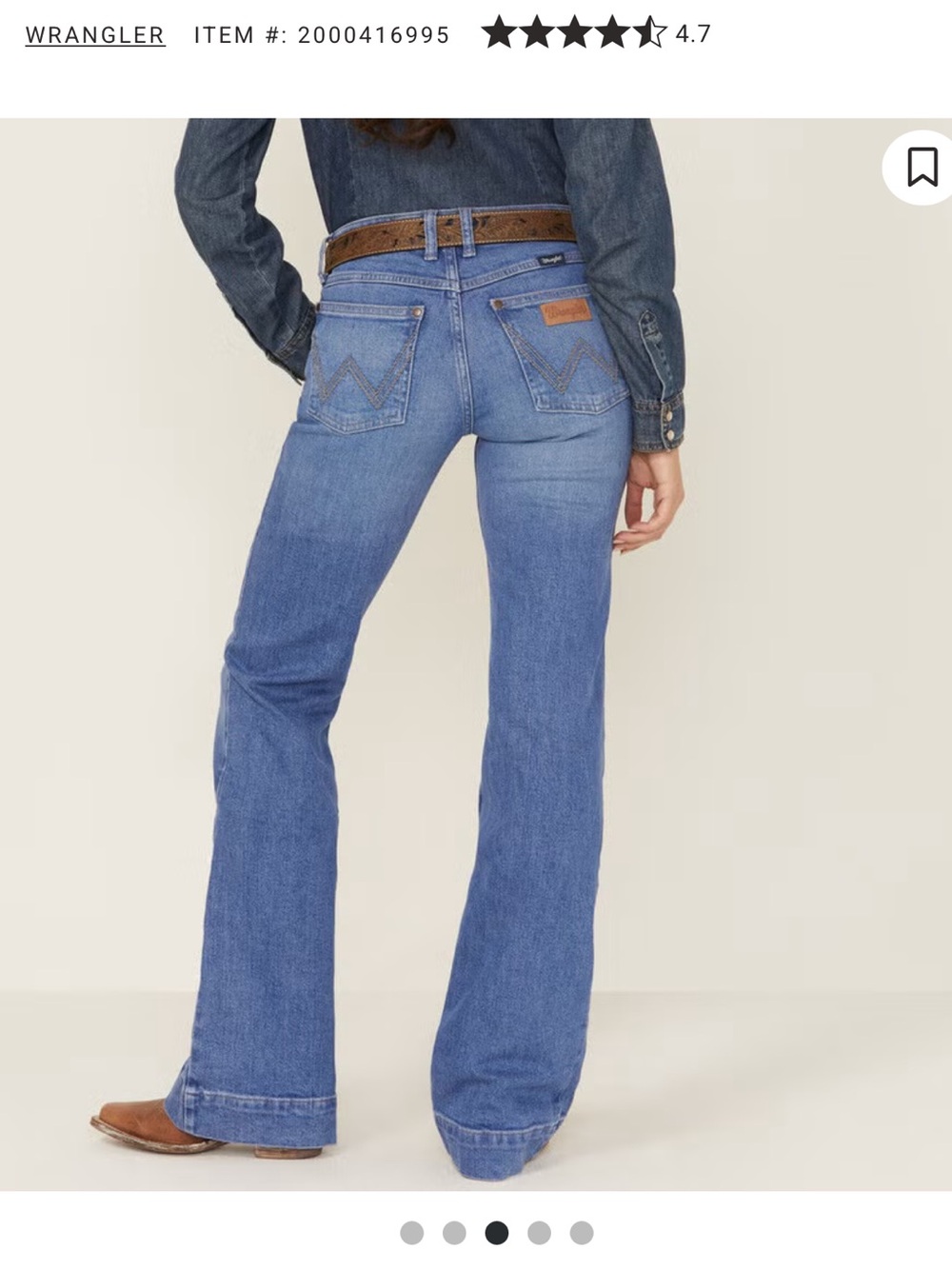 Women’s Wrangler Retro Medium Wash Trousers - Picture 2 of 2